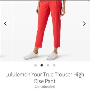 Lululemon Your True Trouser High Rise Cropped Orange/Red size 8